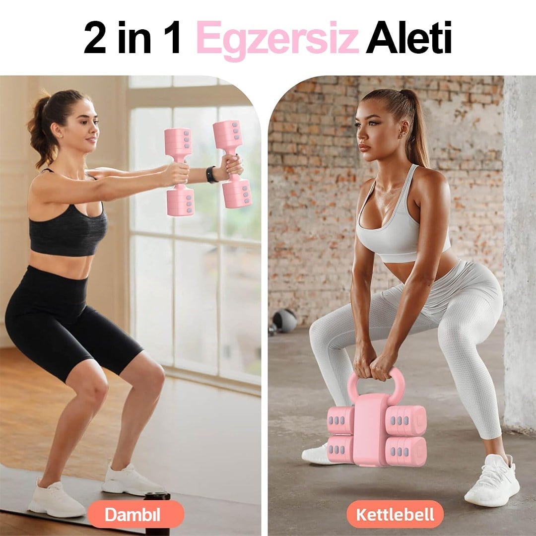 Ayarlanabilir Modüler Kettlebell ve Dambıl Seti Ev Fitness ve Güç Antrenman Direnç Lastiği Hediye
