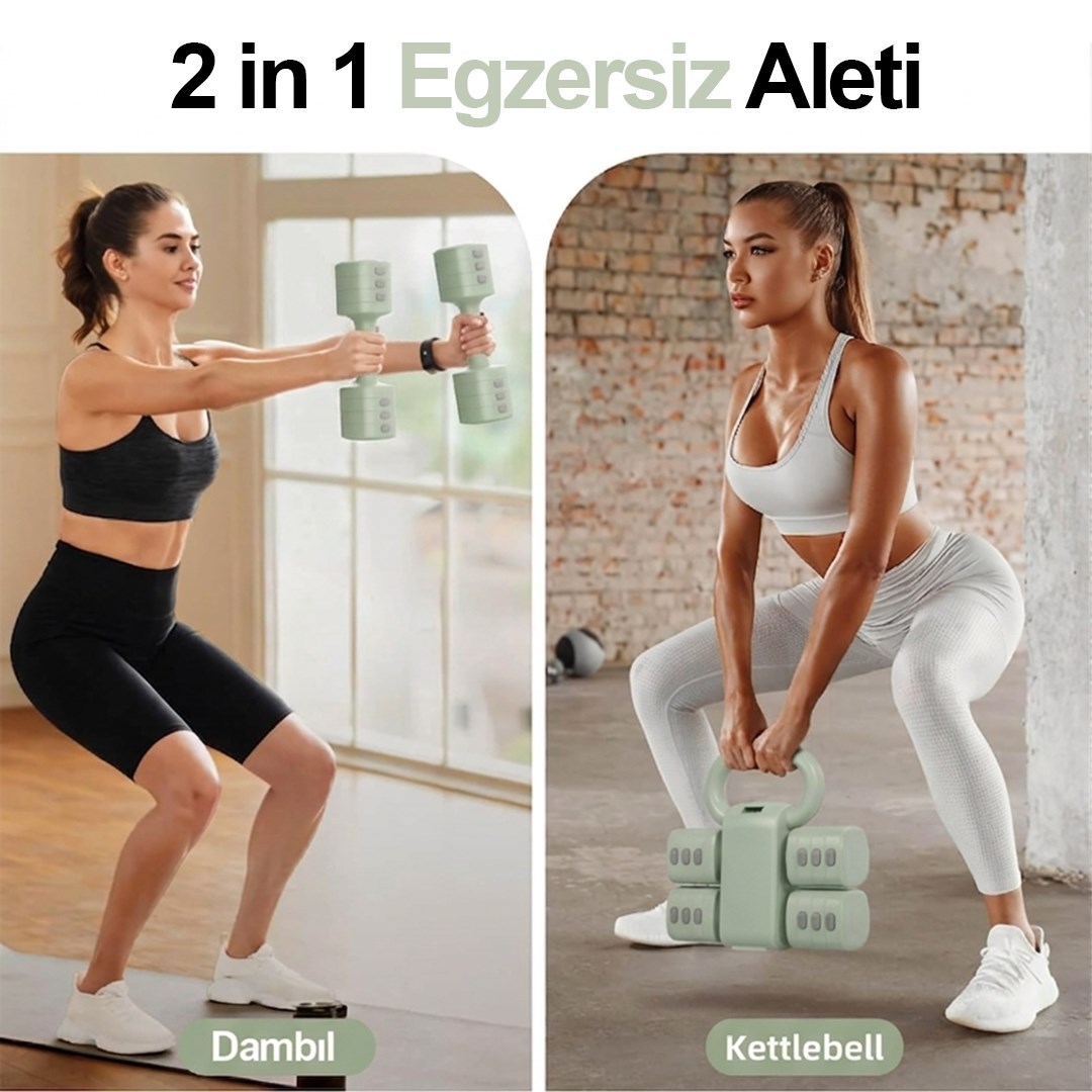 Ayarlanabilir Modüler Kettlebell ve Dambıl Seti Ev Fitness ve Güç Antrenman Direnç Lastiği Hediye