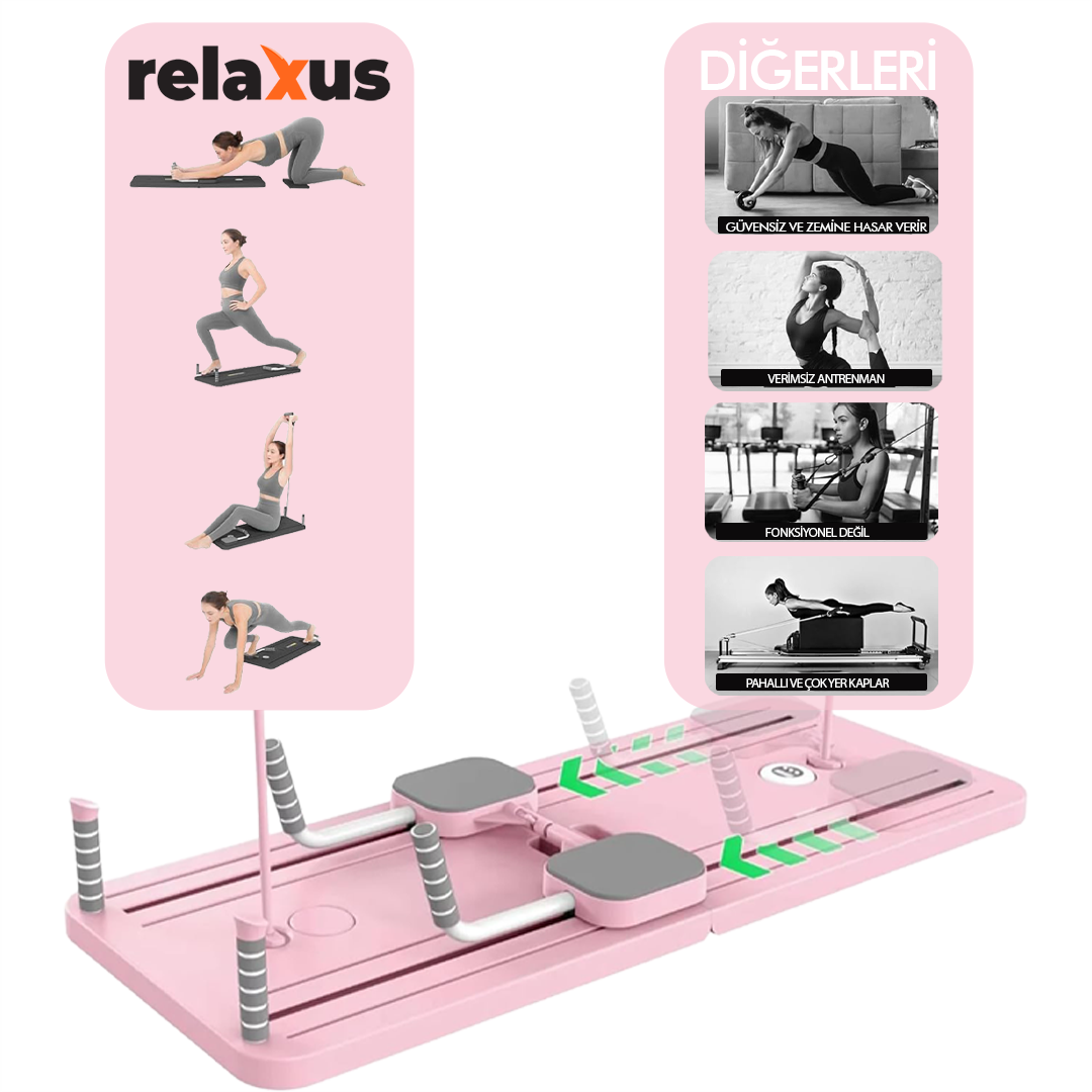 Çok Fonksiyonlu Egzersiz Aleti, Pilates Reformer, Direnç Bantlı, Ev Tipi Istasyon , Çorap Hediyeli