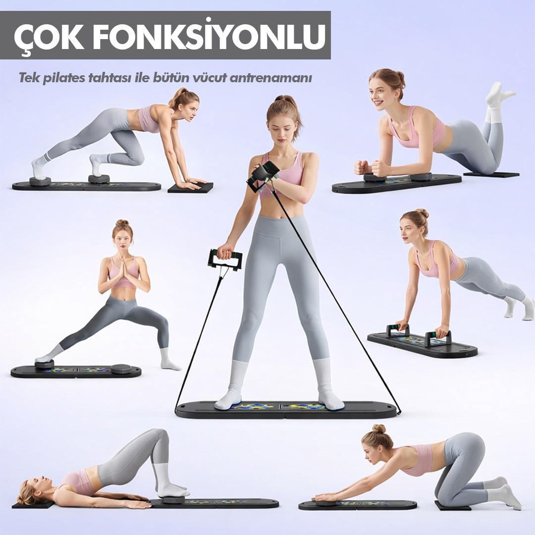 Çok Fonksiyonlu Fitness Tahtası Direnç Bant Ev Core Karın Kol Sırt Güçlendirme Egzersiz Çorap Hediye