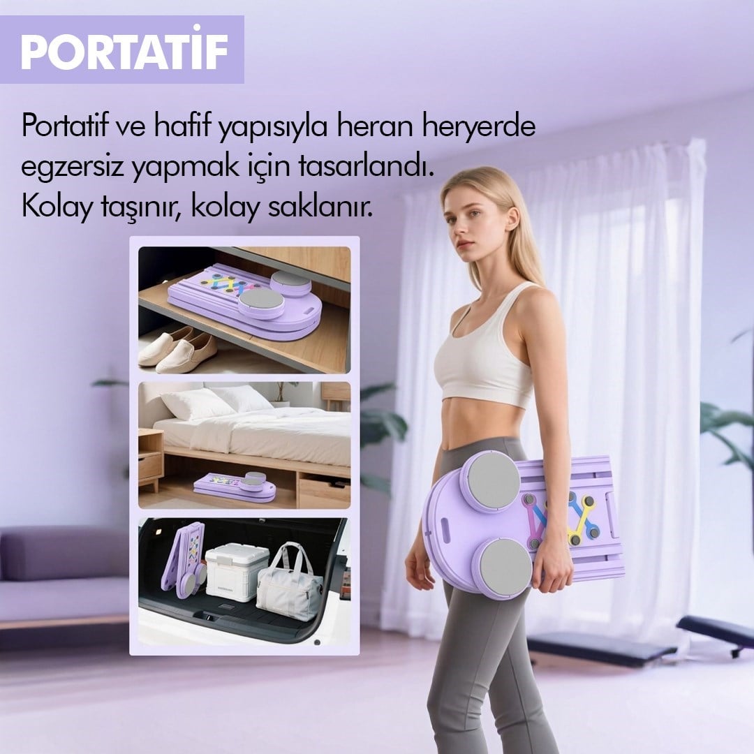 Çok Fonksiyonlu Fitness Tahtası Direnç Bant Ev Core Karın Kol Sırt Güçlendirme Egzersiz Çorap Hediye
