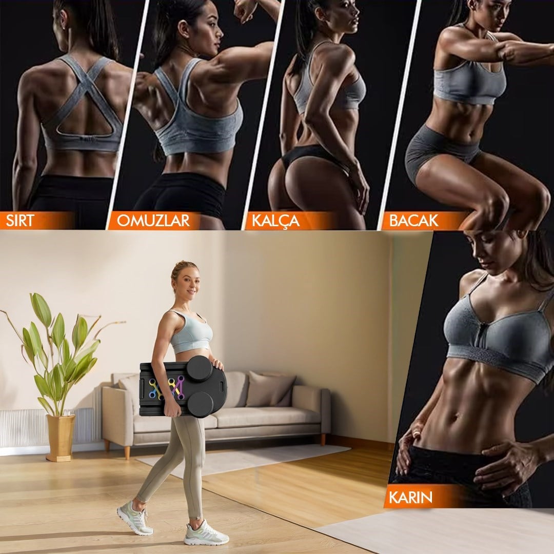 Çok Fonksiyonlu Fitness Tahtası Direnç Bant Ev Core Karın Kol Sırt Güçlendirme Egzersiz Çorap Hediye