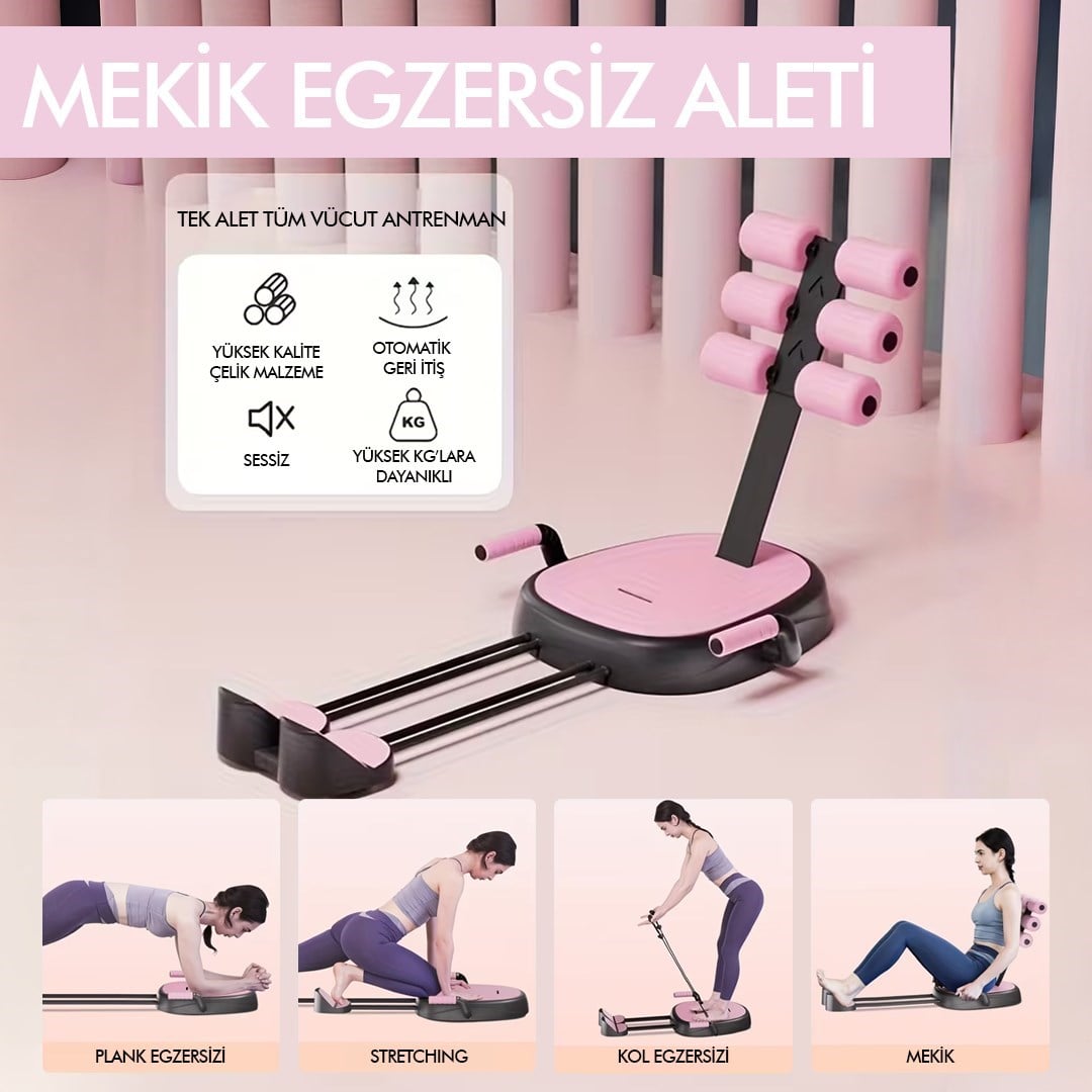 Çok Fonksiyonlu Mekik Aleti Ev Kol Üst Vücut Karın ve Core Egzersiz Cihazı Pilates Çorabı Hediye