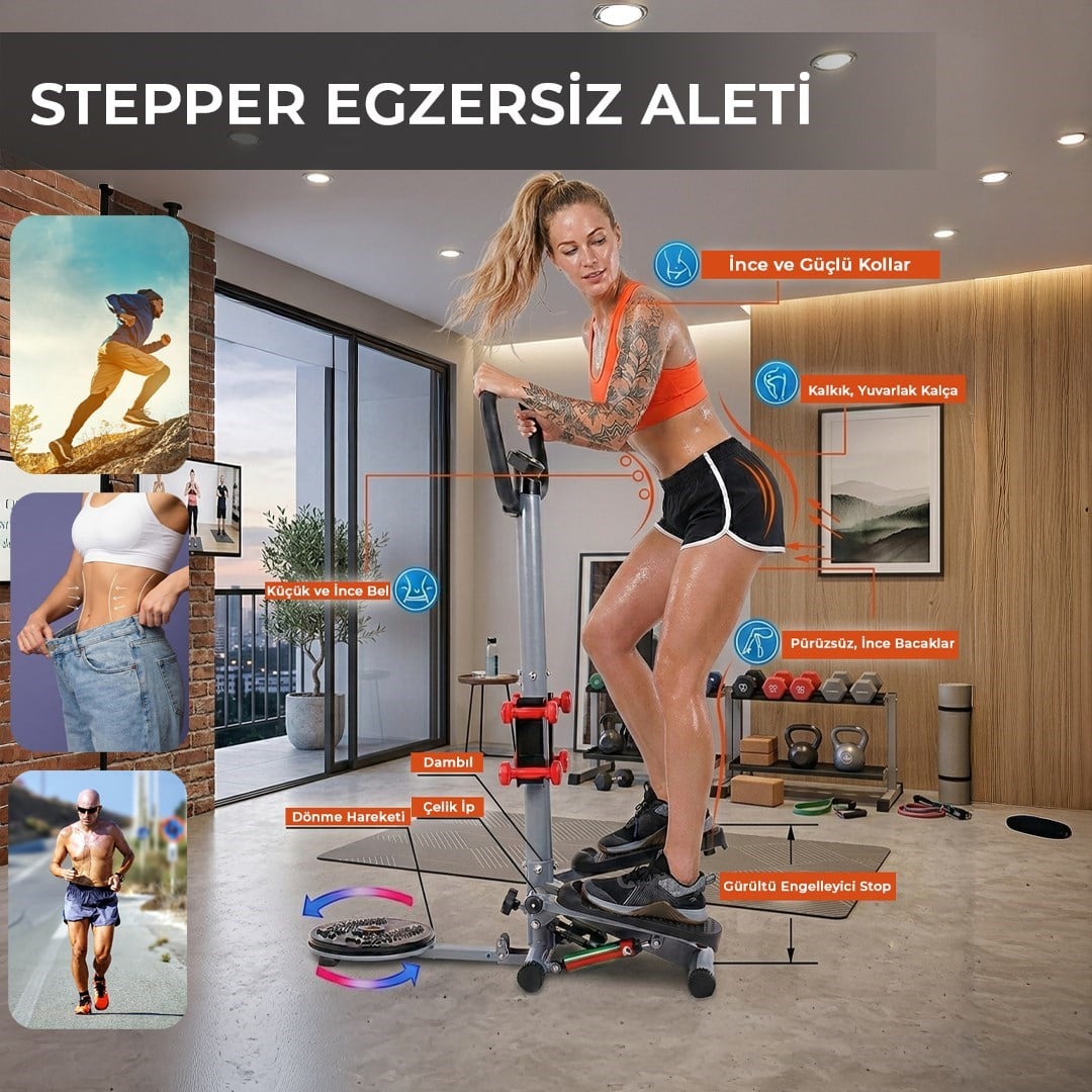 Dikey Eliptik Stepper Ev Egzersiz Aleti Dirençli İpli Vücut Destekli Gösterge Direnç Lastiği Hediye