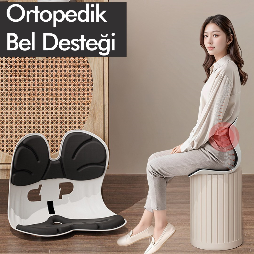 Ergonomik Ortopedik Bel Destekli Oturma Minderi Postür Düzeltici İş Ev Oto Sırt Koltuk Yastığı
