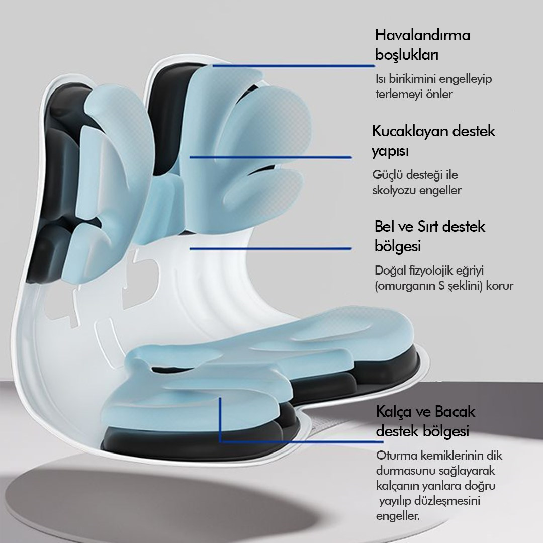 Ergonomik Ortopedik Bel Destekli Oturma Minderi Postür Düzeltici İş Ev Oto Sırt Koltuk Yastığı