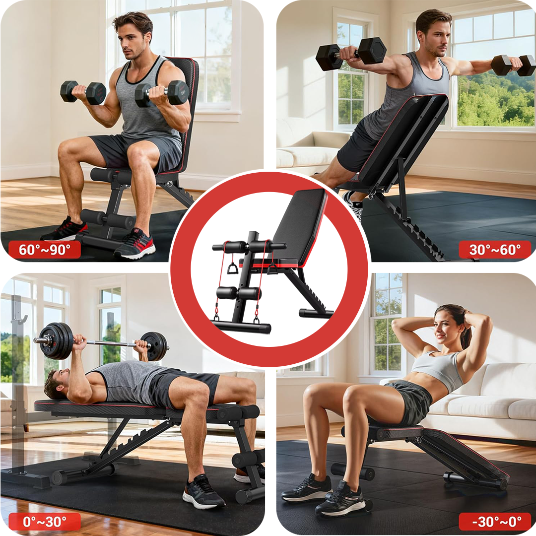 Ev Tipi Çok Fonksiyonlu Dambıl Bench Press ve Mekik Sehpası Antrenman Aleti Direnç Lastiği Hediye