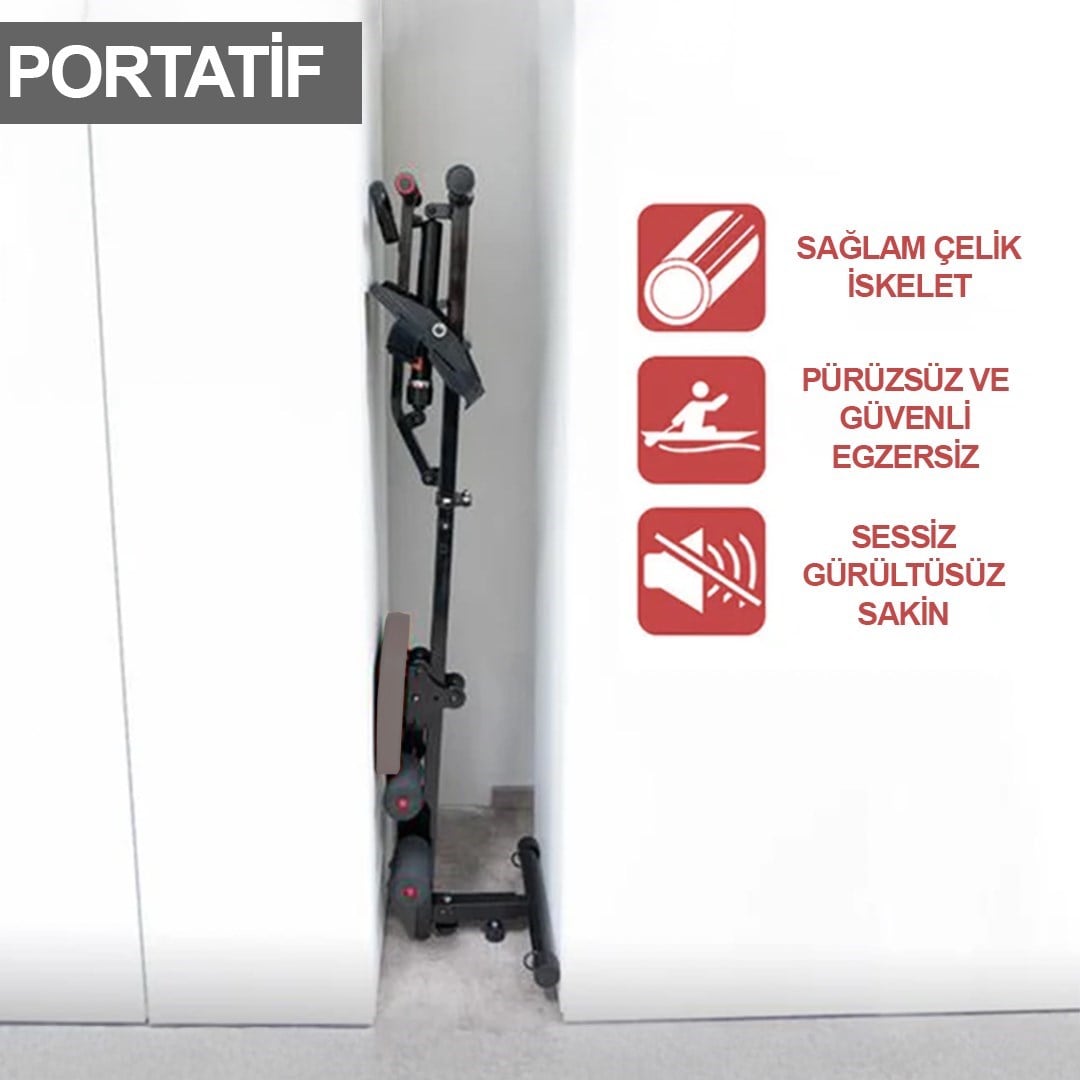 Hidrolik Katlanabilir Kürek Çekme Aleti Gösterge Ev Kardiyo Tüm Vücut Egzersiz Direnç Lastiği Hediye