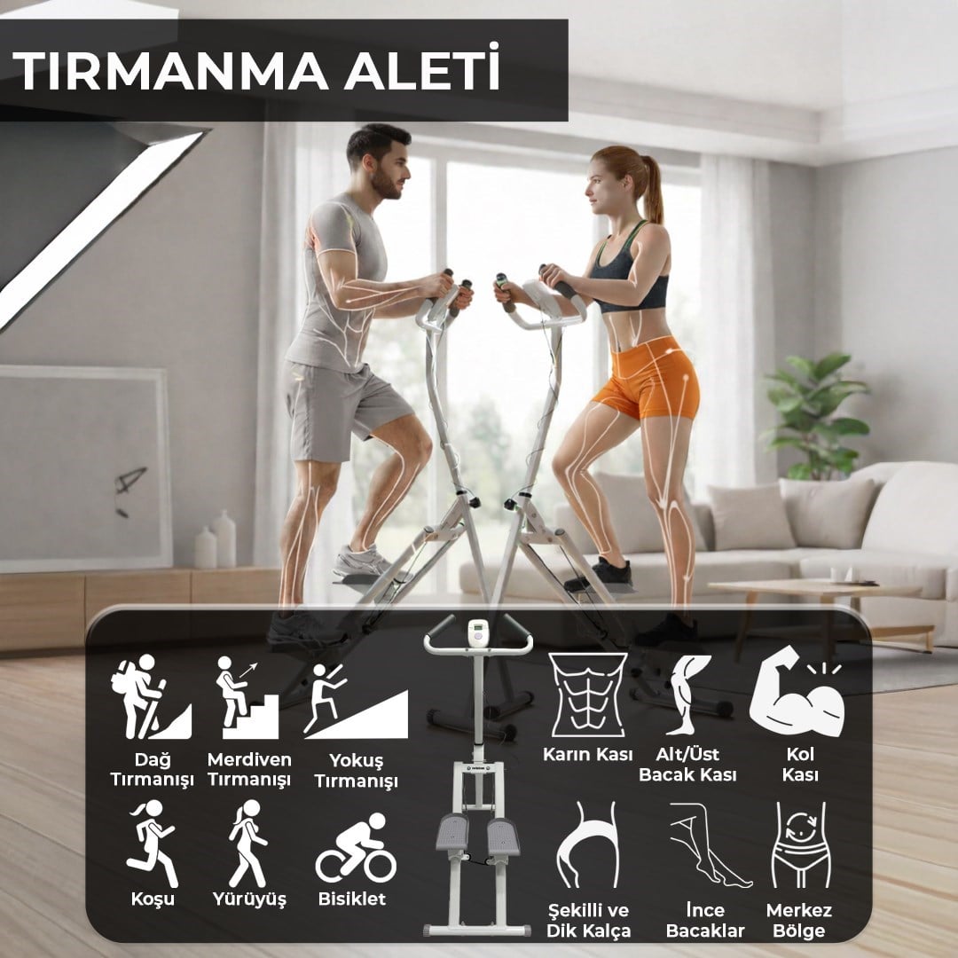 Katlanabilir Dikey Merdiven Tırmanma Basamak Kondisyon Egzersiz Fitness Aleti Direnç Lastiği Hediye