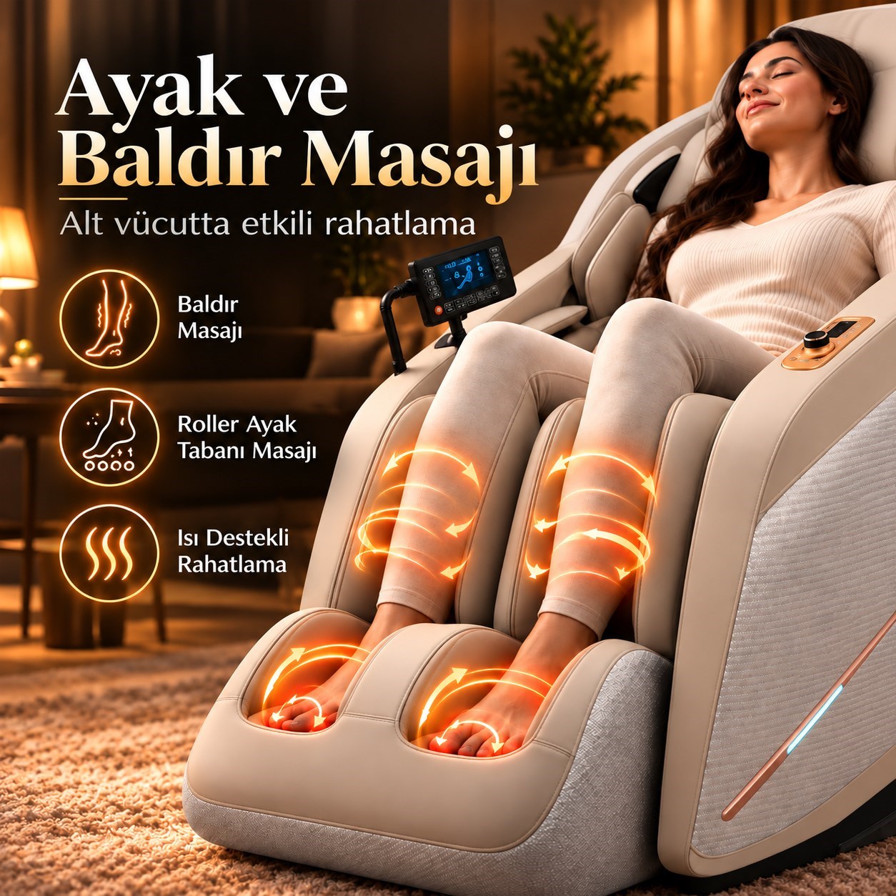 Lüks Masaj Koltuğu Akıllı Panel Sesli Komut Sıfır Yerçekimi SL Ray Isıtmalı Hava Yastıklı Bluetooth