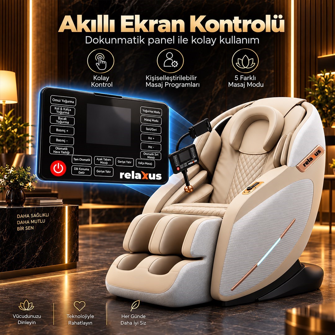 Lüks Masaj Koltuğu Akıllı Panel Sesli Komut Sıfır Yerçekimi SL Ray Isıtmalı Hava Yastıklı Bluetooth