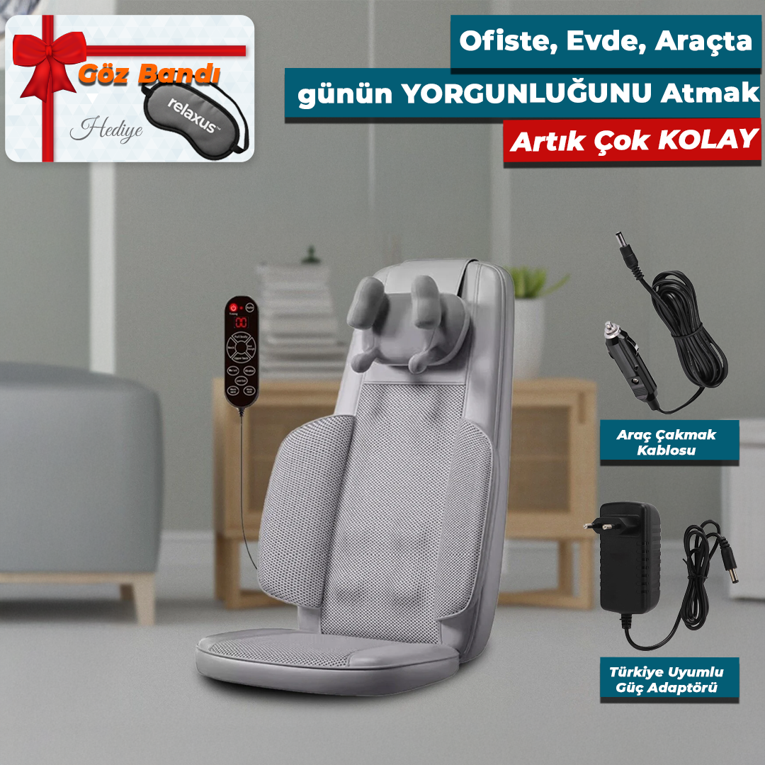 Masaj Koltuğu Minderi Isıtmalı, Titreşimli, Sırt, Bel Ve Omuz Ofis Masaj Cihazı Ovma Yoğurma