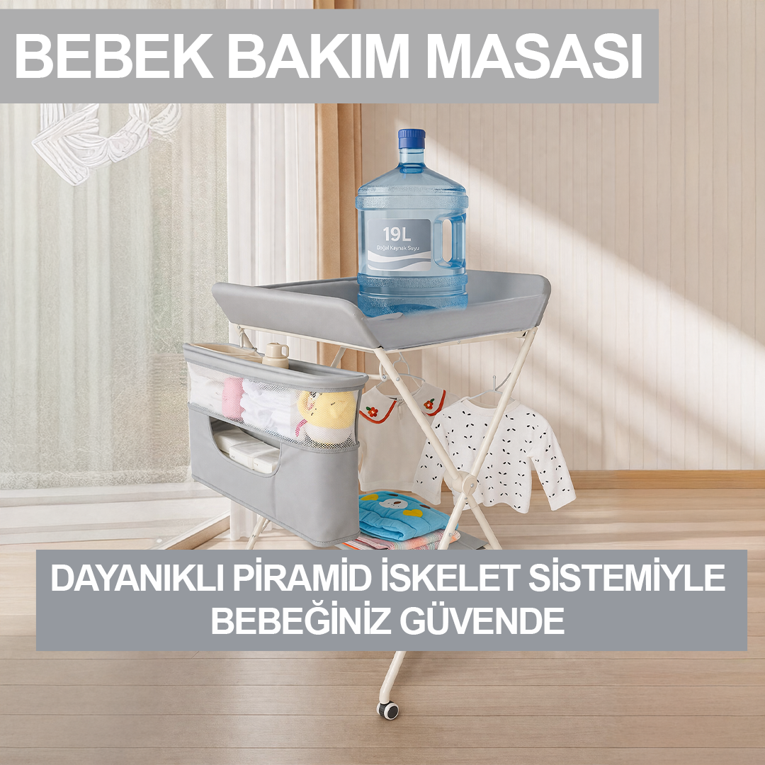 Portatif Bebek Alt Değiştirme Bakım Masası Sepetli Organizer Katlanabilir Taşınabilir İstasyon