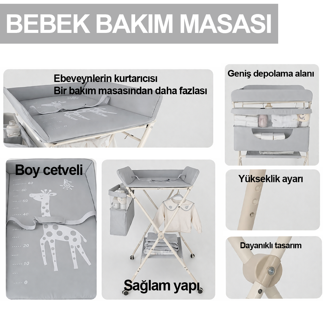 Portatif Bebek Alt Değiştirme Bakım Masası Sepetli Organizer Katlanabilir Taşınabilir İstasyon