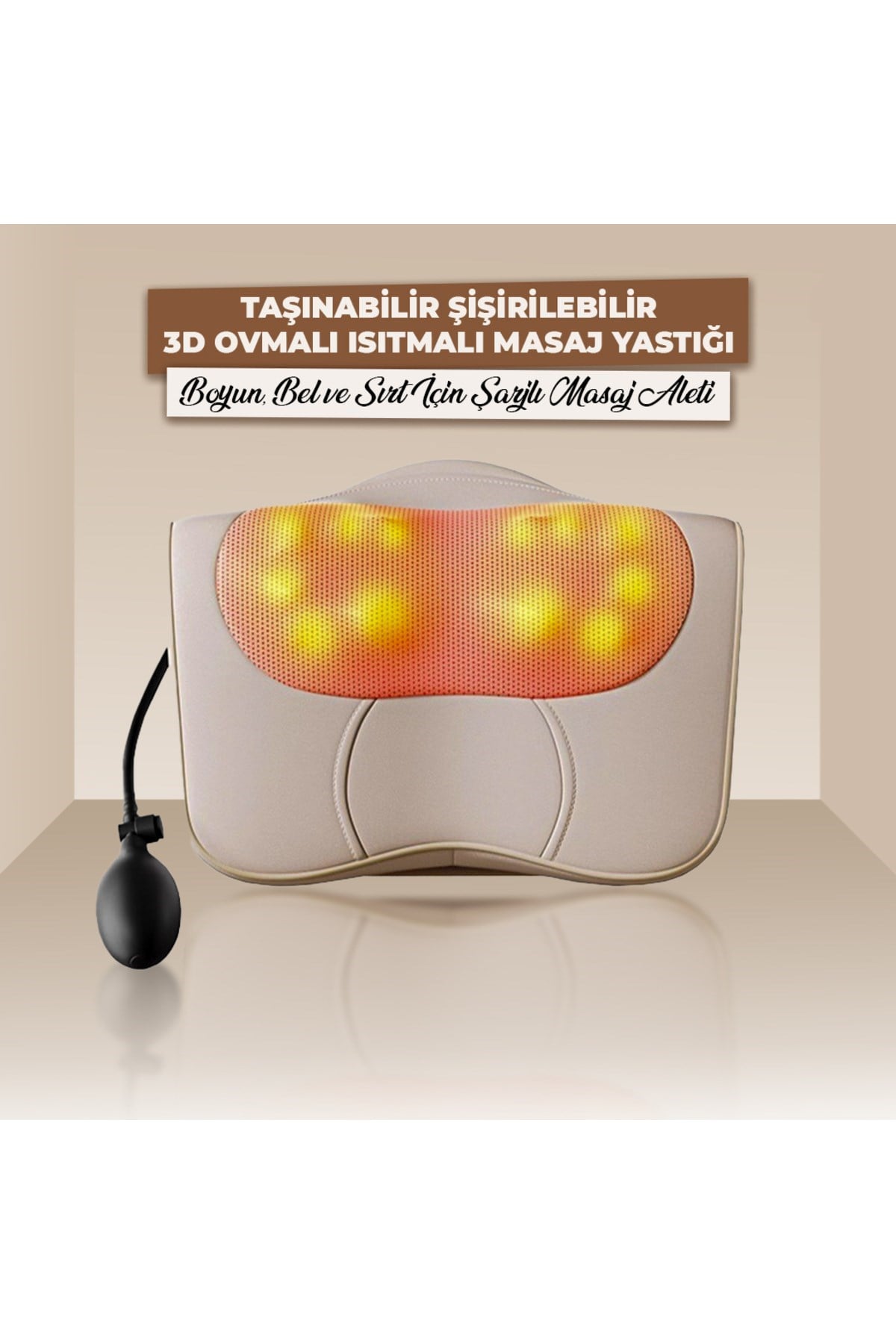 RLX40 Taşınabilir Şişirilebilir Ovmalı Isıtmalı Masaj Yastığı Boyun, Bel ve Sırt Şarjlı Masaj Aleti