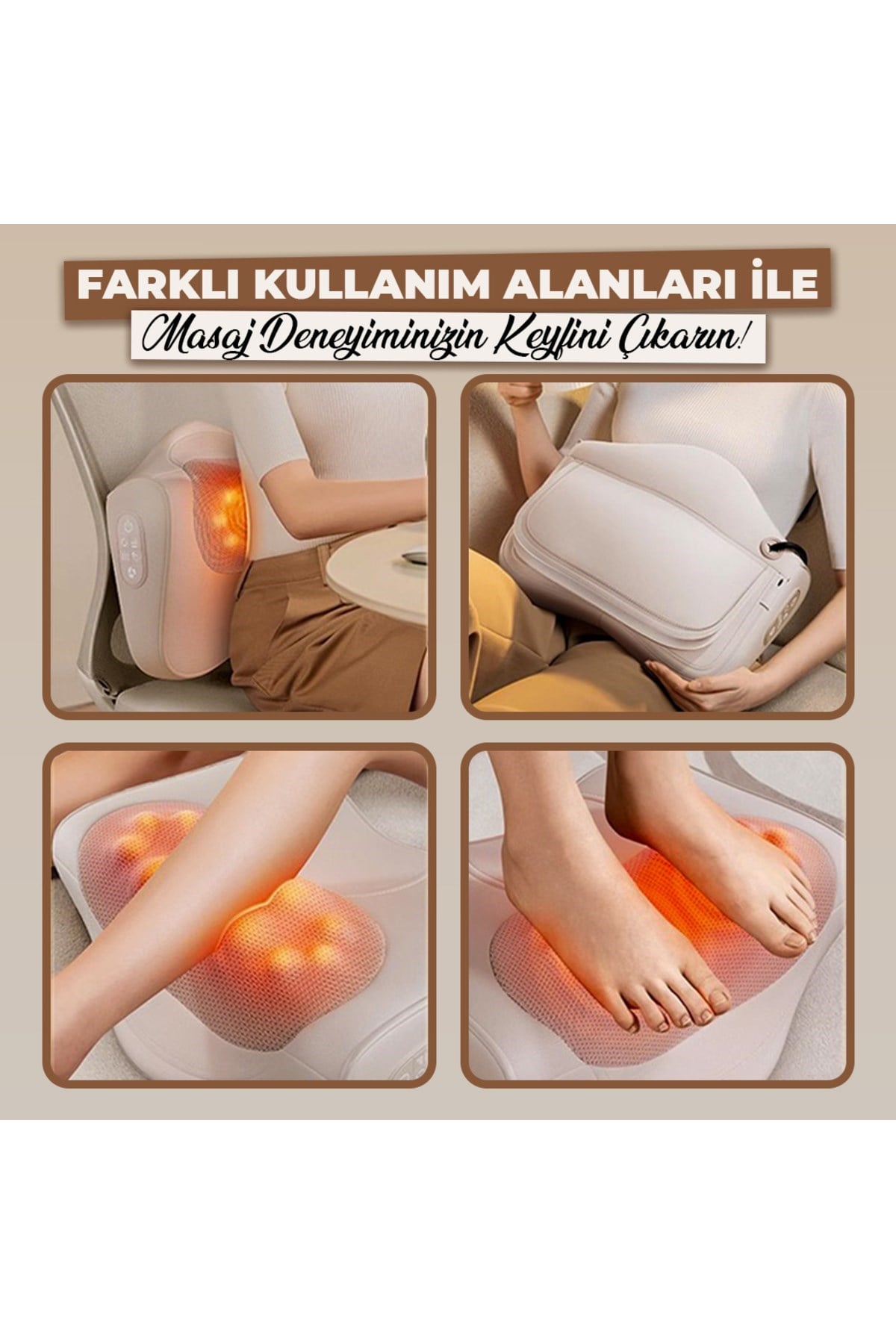 RLX40 Taşınabilir Şişirilebilir Ovmalı Isıtmalı Masaj Yastığı Boyun, Bel ve Sırt Şarjlı Masaj Aleti