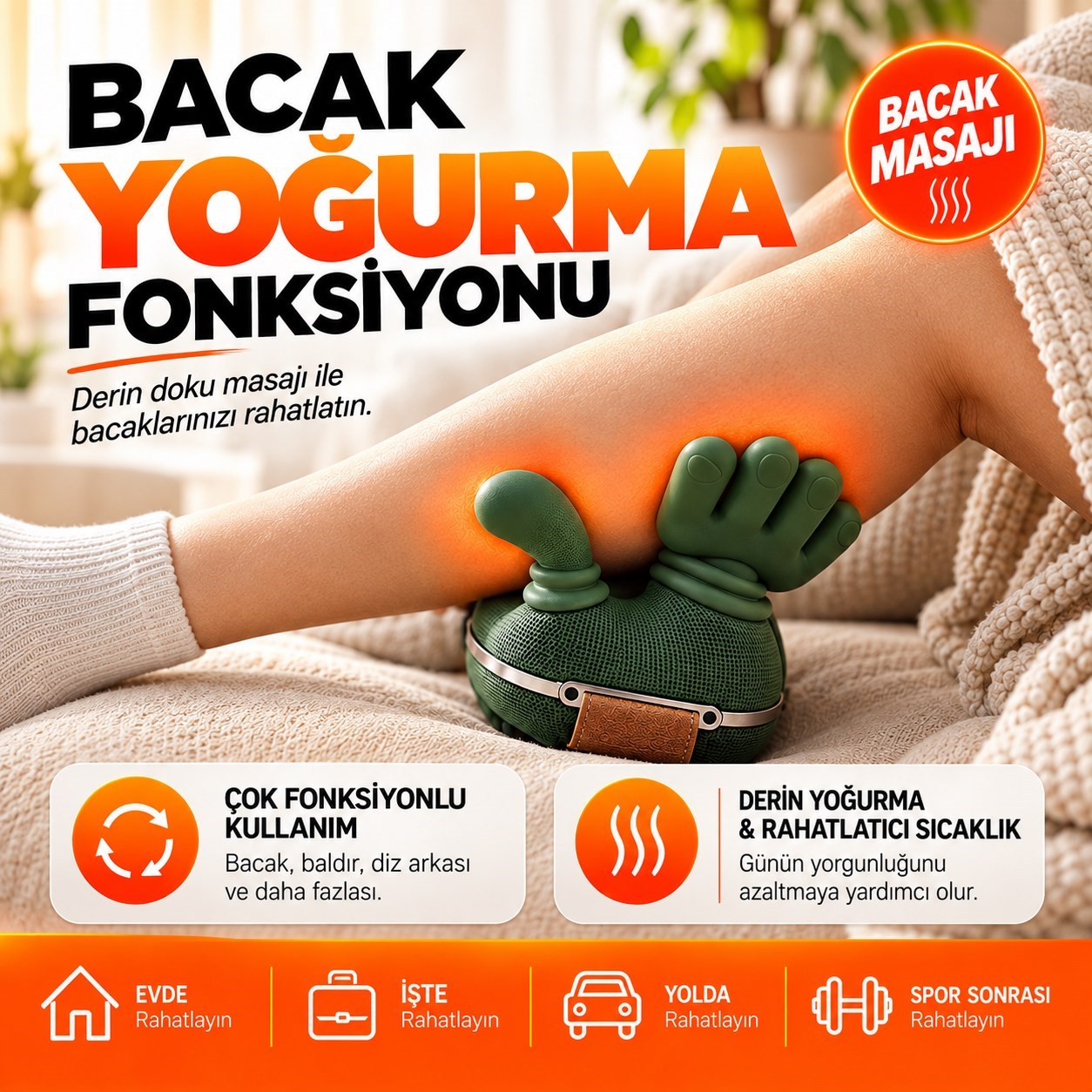 Şarjlı Isıtmalı Boyun Masaj Aleti El Hisli Parmakla Yoğurma Teknolojili Omuz Sırt Bacak Masaj Cihazı