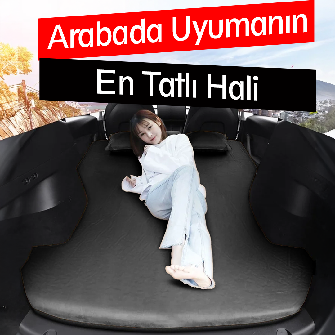 Tesla Model Y Araç İçi Şişme Yatak Ve Yastık Seti Pompa Gri Taşınabilir Uyku Seyahat ve Kamp Yatağı