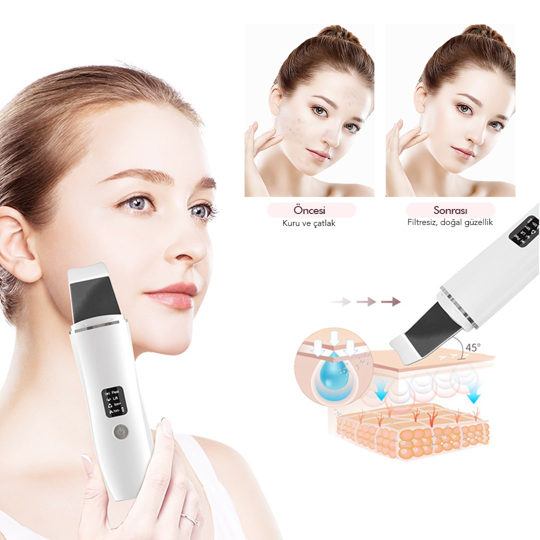 Ultrasonik Yüz Temizleme ve Peeling Cihazı 4 Modlu Derin Bakım Sistemi