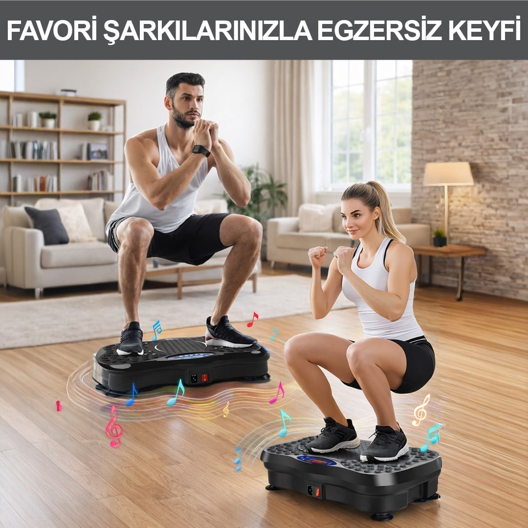 Yüksek Titreşimli Egzersiz Platformu Bluetooth Masaj Aleti Ev Fitness Cihazı Direnç Lastiği Hediye