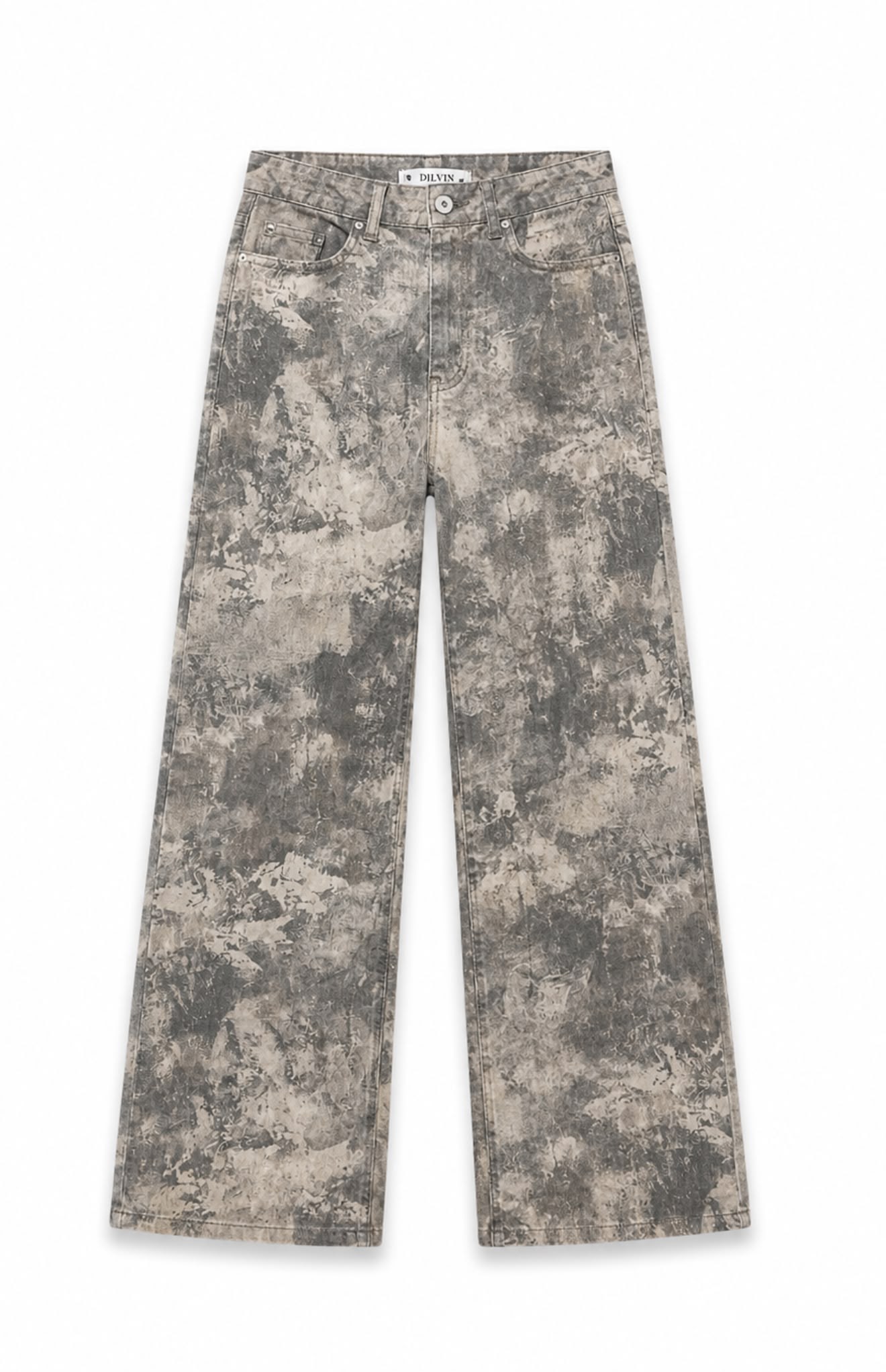 Desenli Likrasız Sert Jeans