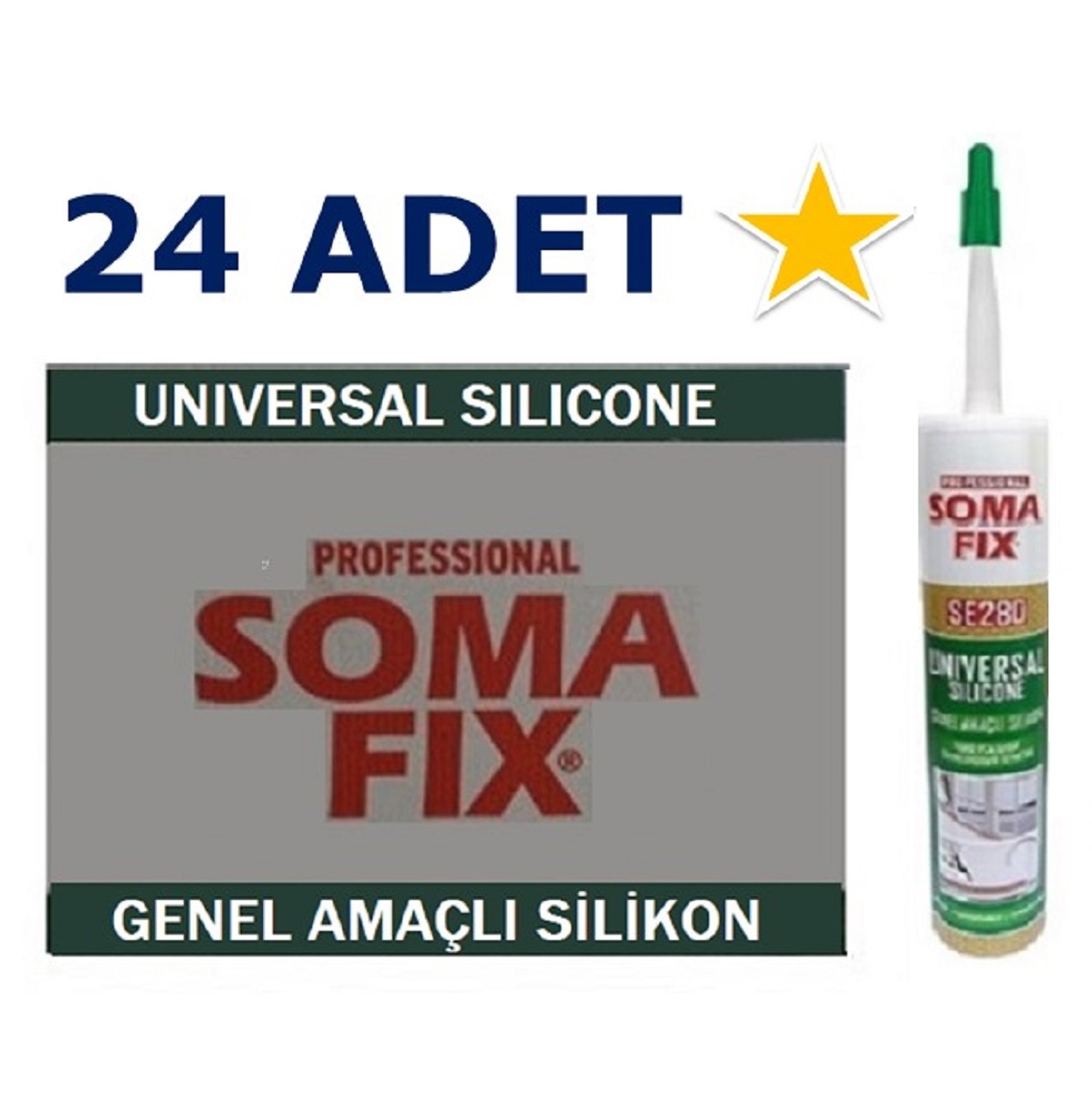 24 Adet 280 gr Somafix Genel Amaçlı Beyaz Silikon