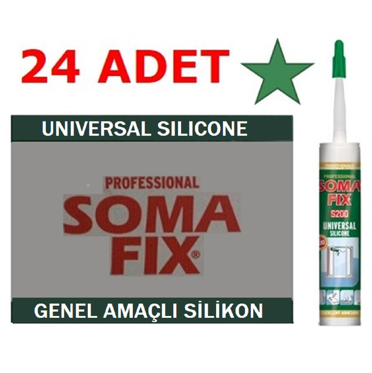 24 Adet 320 gr Somafix Genel Amaçlı Siyah Silikon