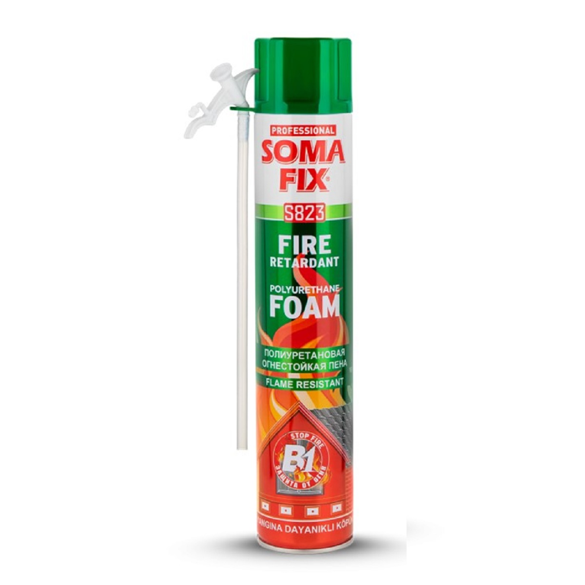 750 ml 870 gr Somafix Yangına Dayanıklı Poliüretan Köpük B1 Pembe Köpük S823
