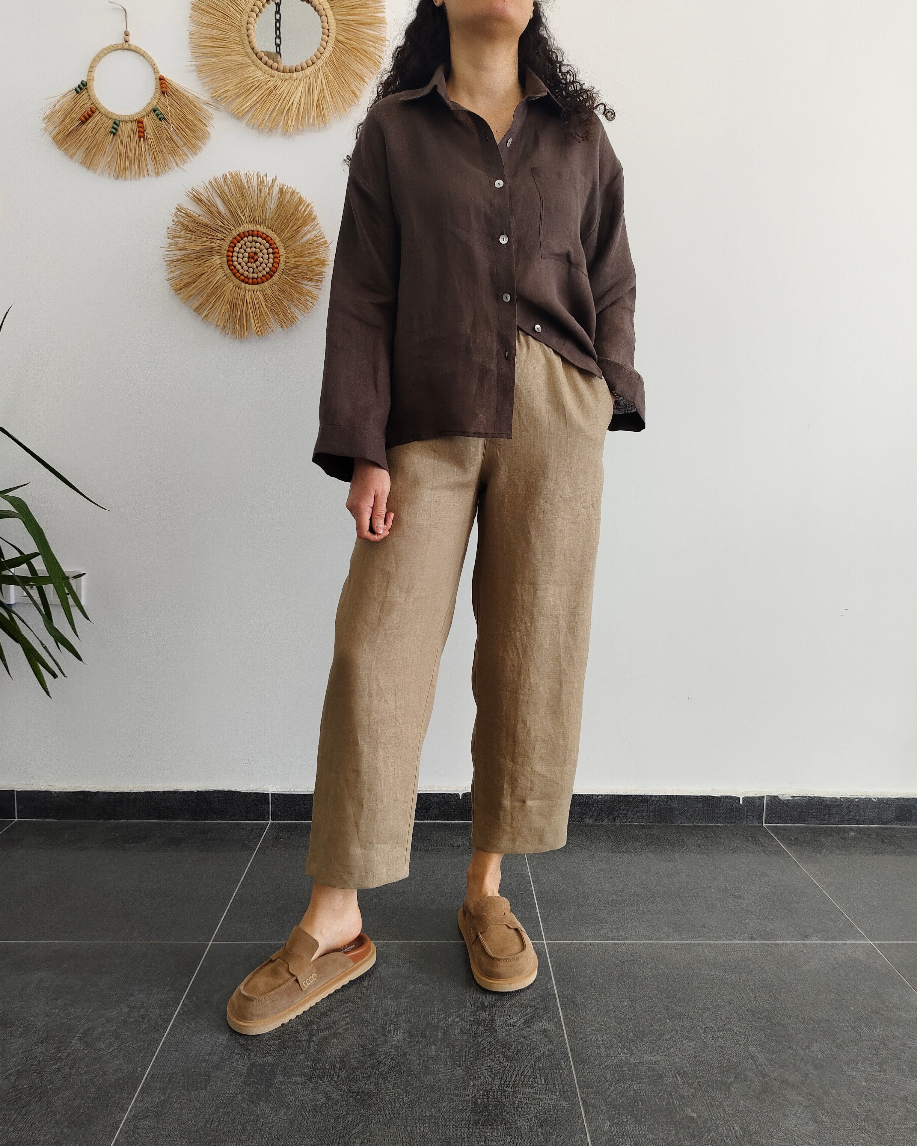 %100 Keten Sahra Pantolon
