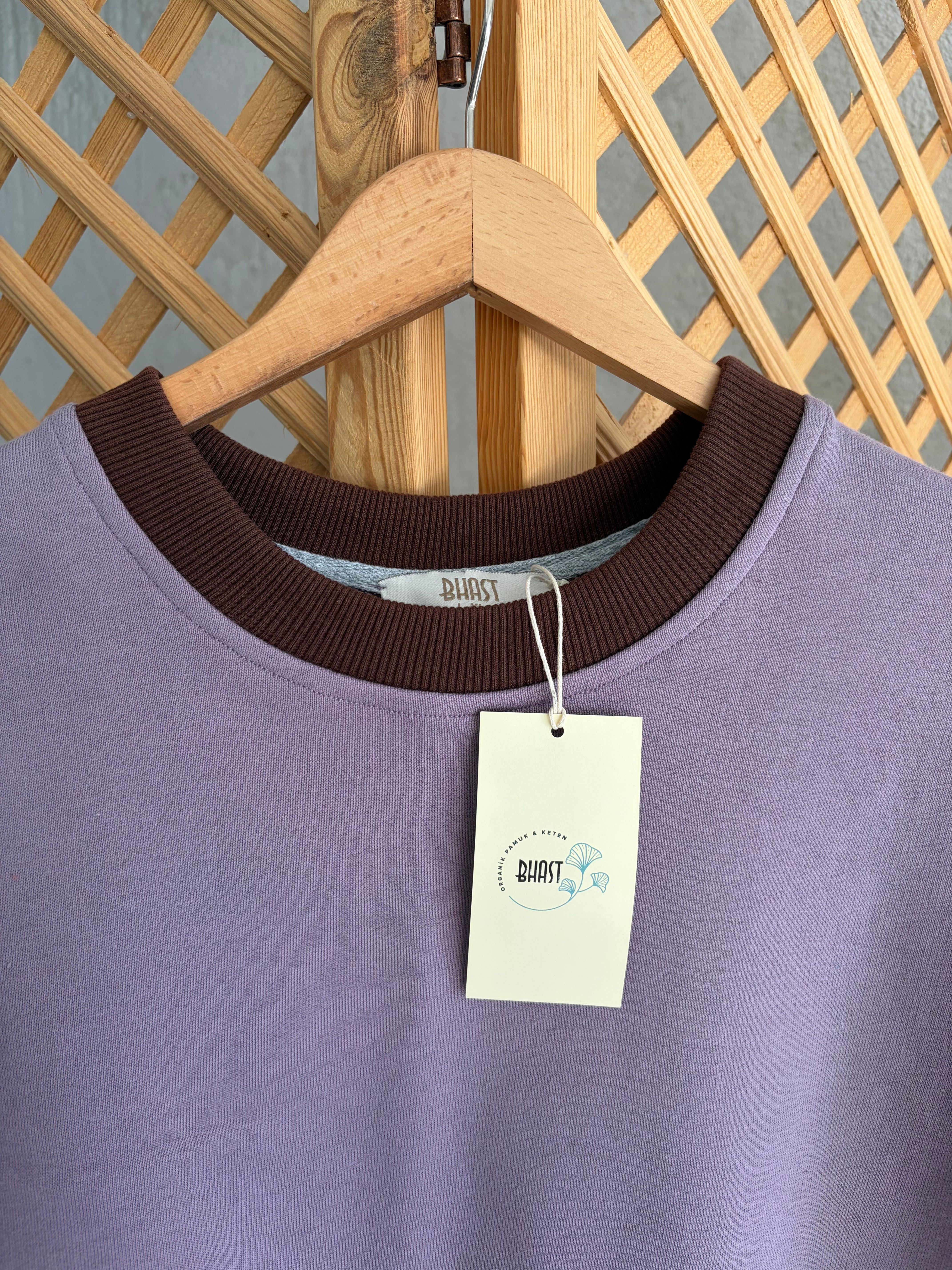 %100 pamuk 3 ip lila sweatshirt