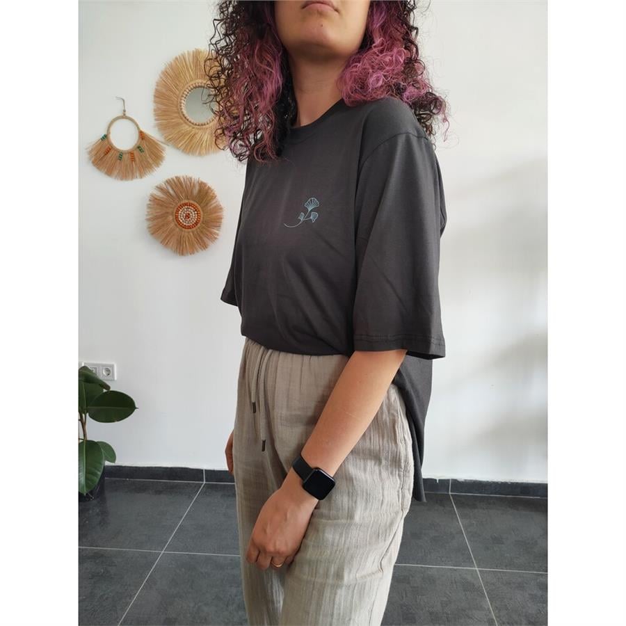 Antrasit Logo Baskılı Basic Tişört 