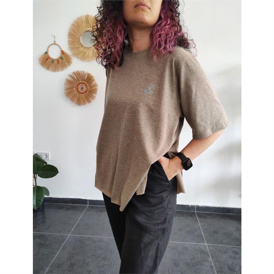Kahve Logo Baskılı Basic Tişört 