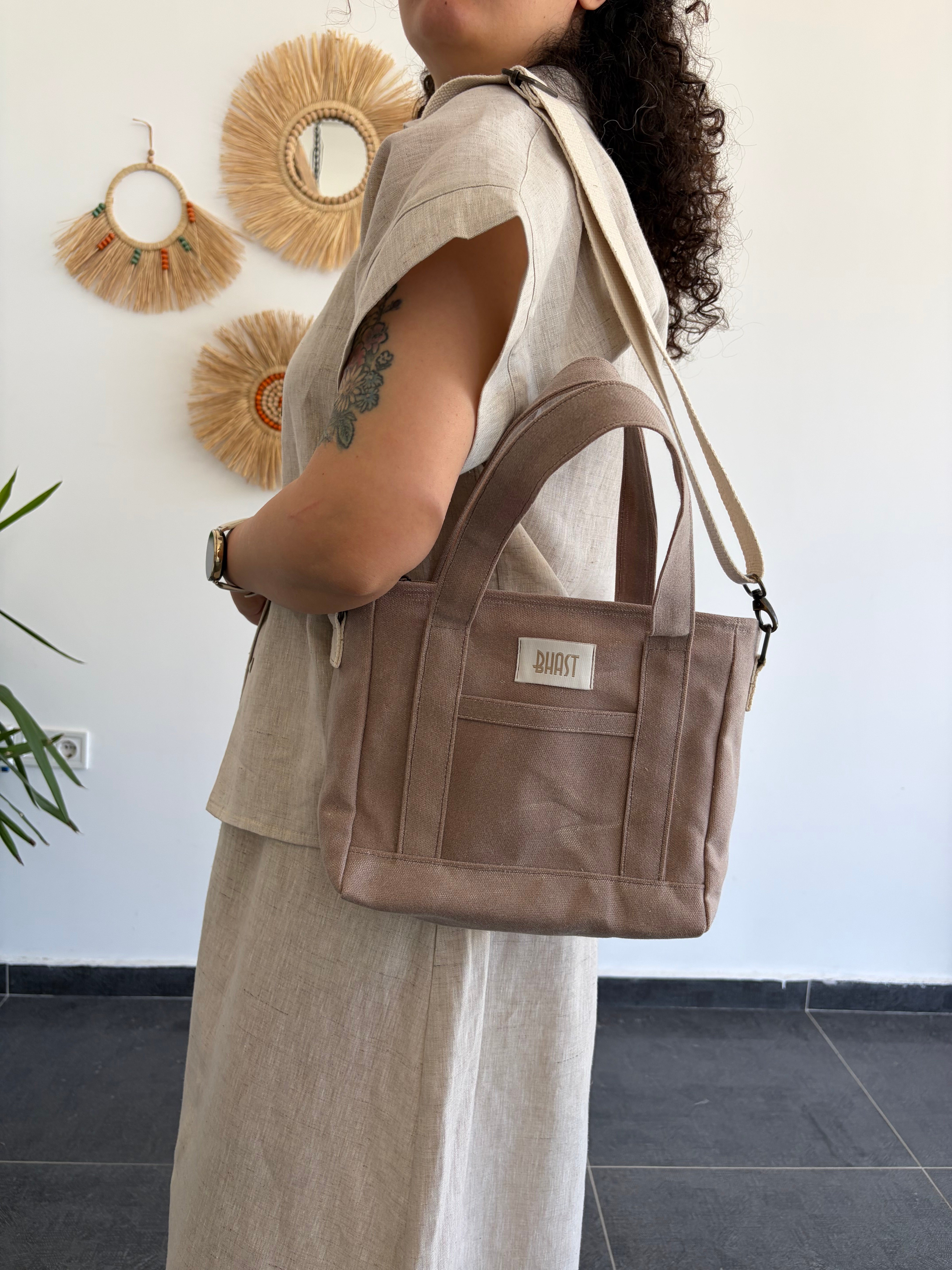 MUMLU KANVAS BEJ ÇANTA