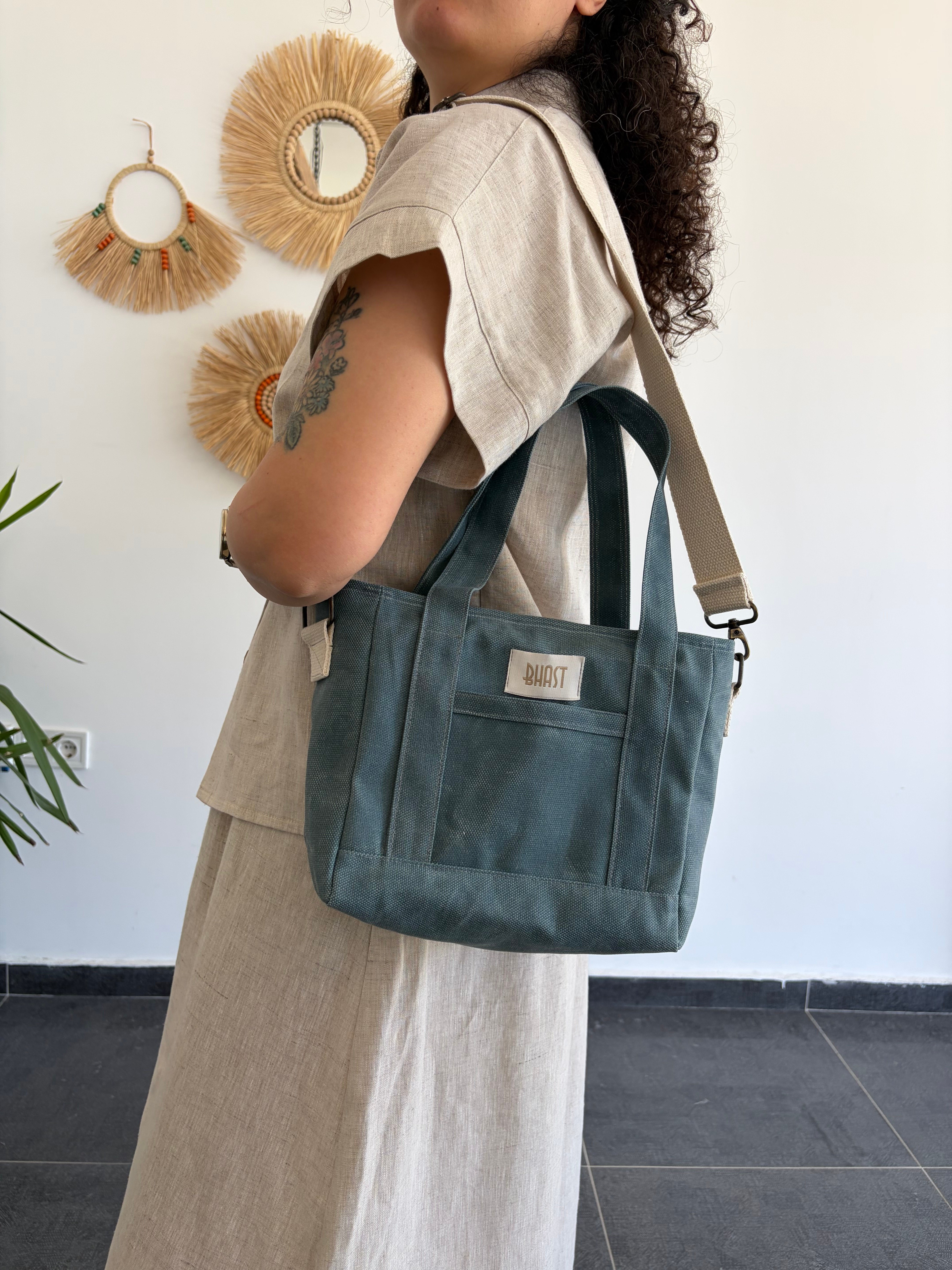 MUMLU KANVAS İNDİGO ÇANTA
