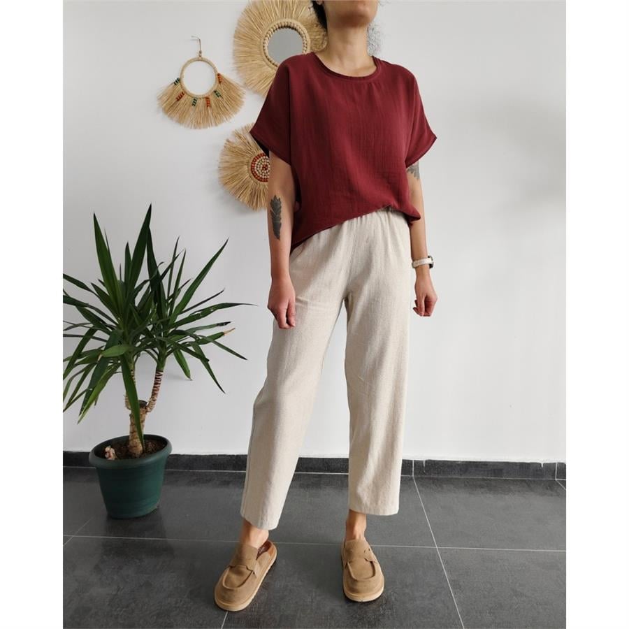 Müslin Soft Bordo Bluz