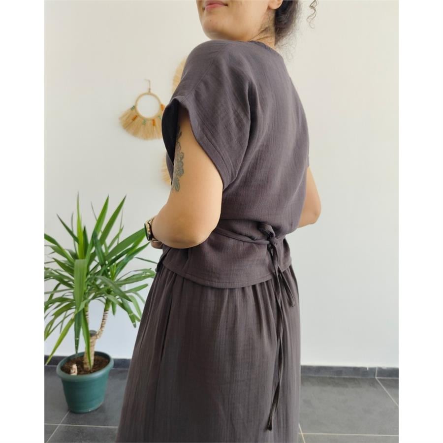 Müslin Wrap Antrasit Bluz