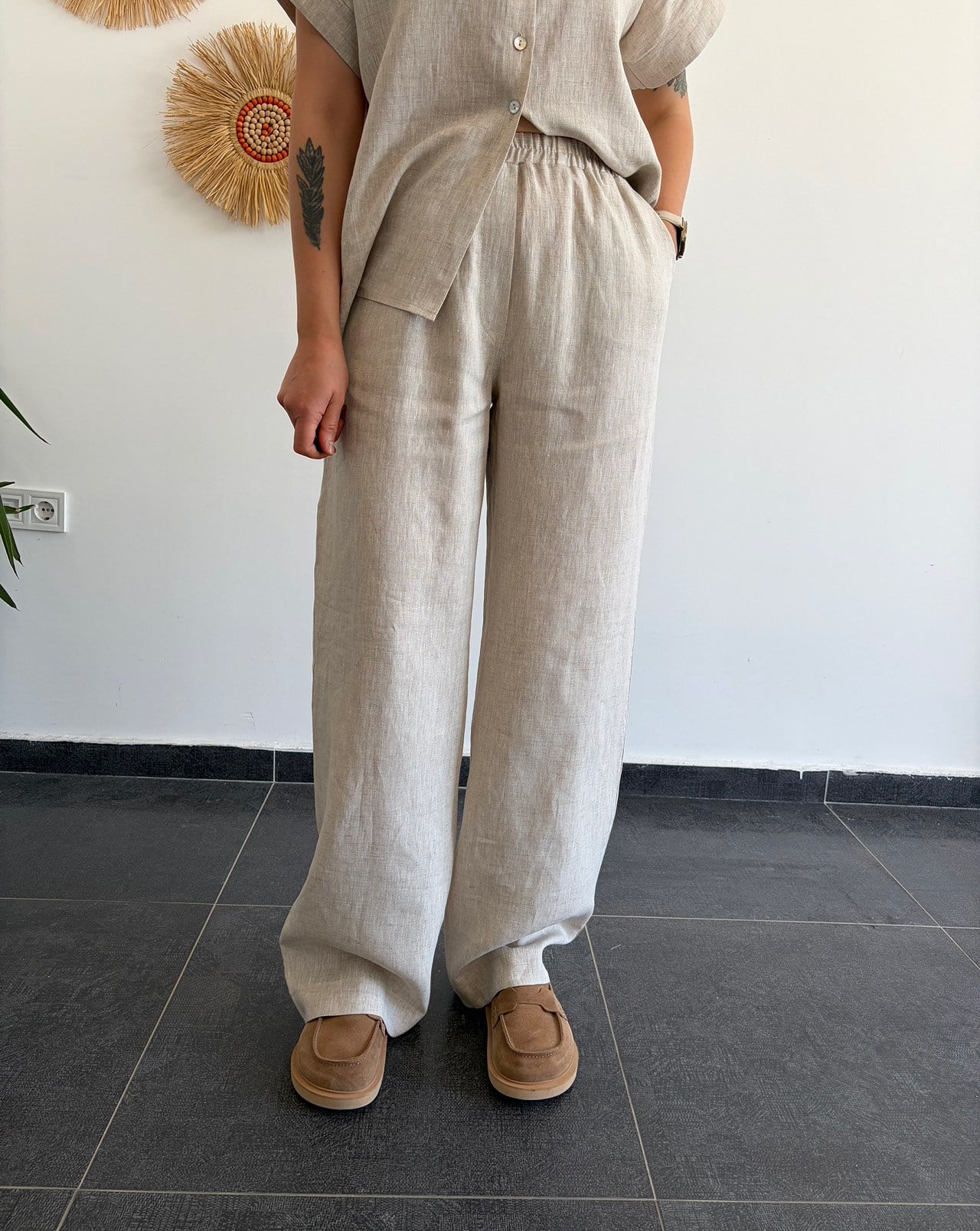URBAN NATURE %100 KETEN NATURAL PANTOLON