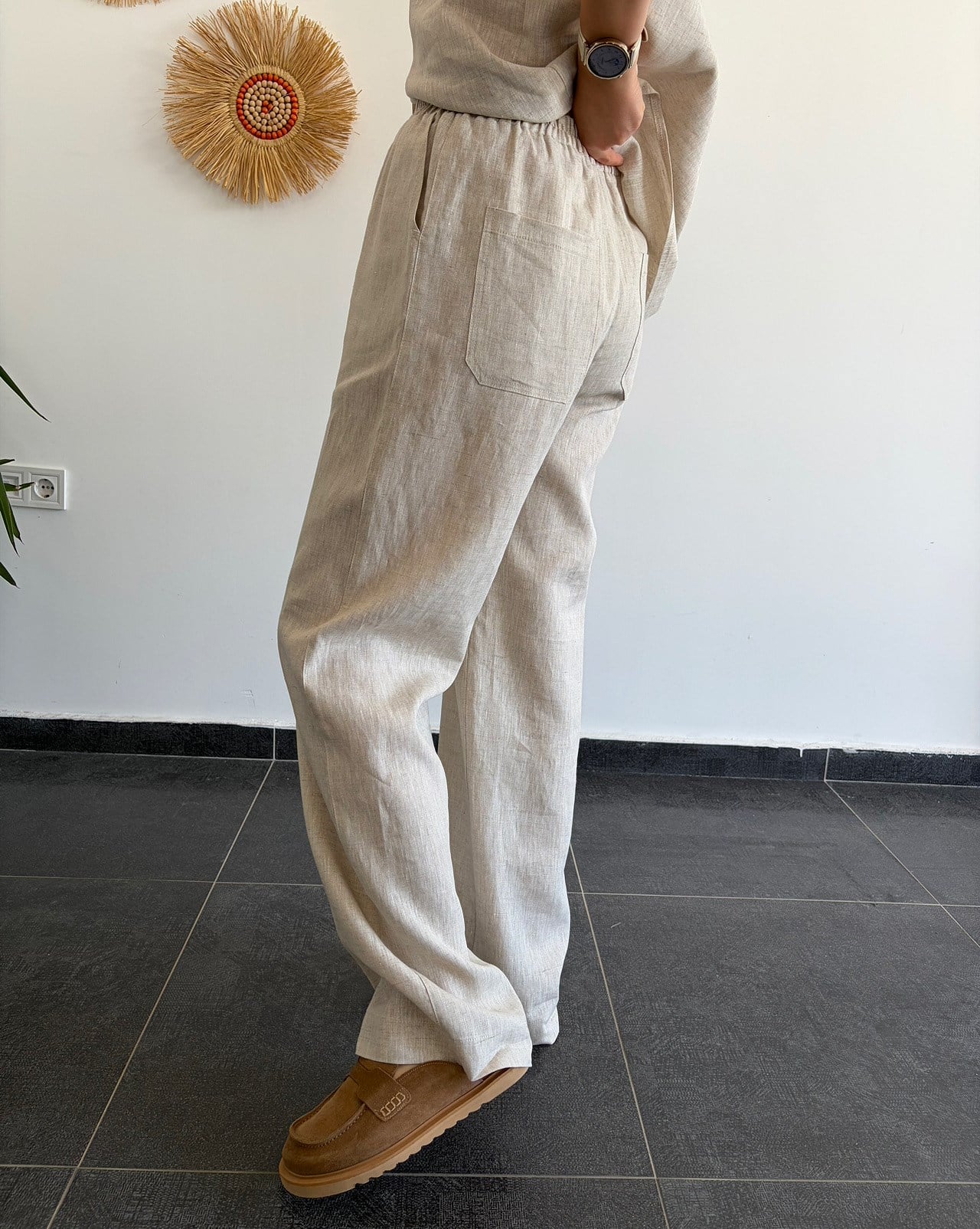 URBAN NATURE %100 KETEN NATURAL PANTOLON