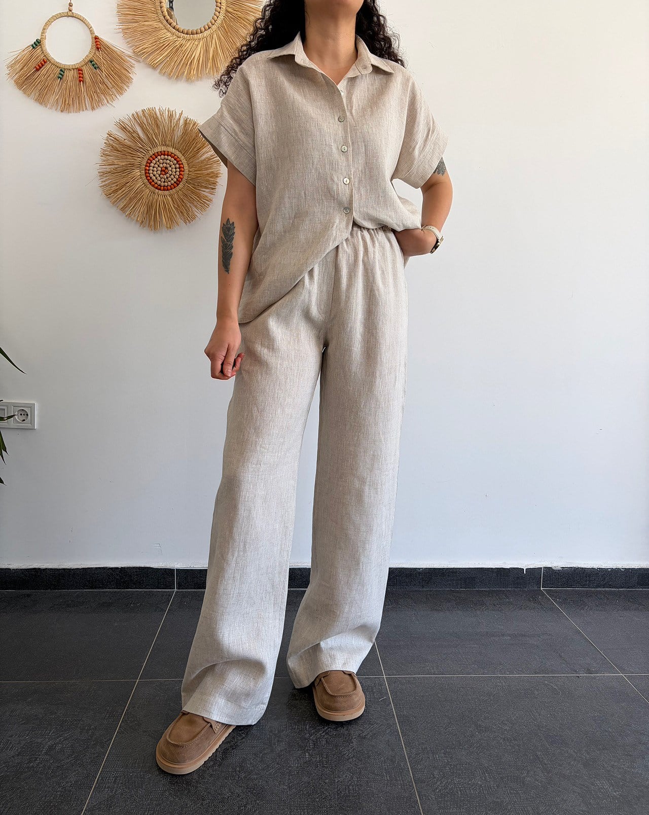 URBAN NATURE %100 KETEN NATURAL PANTOLON
