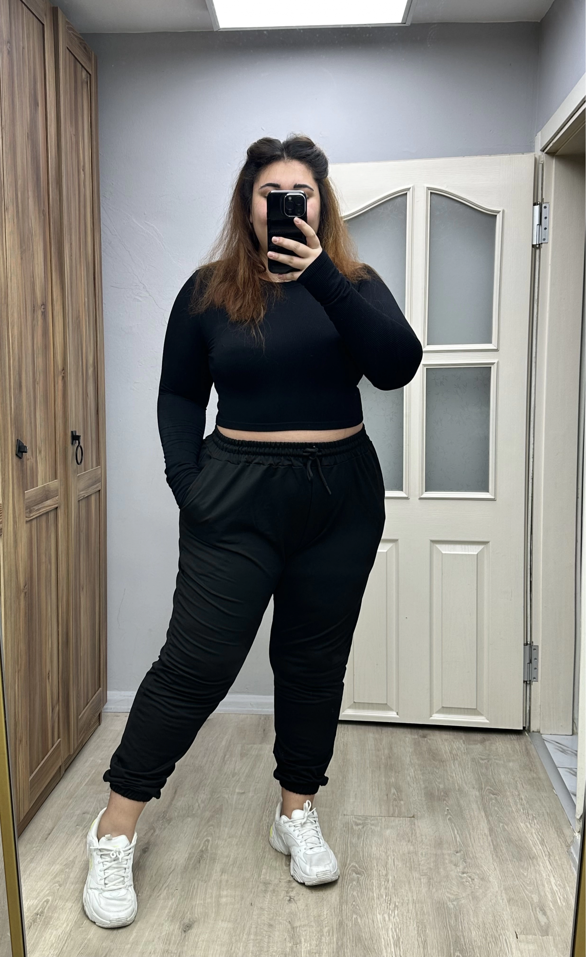 Kompak Penye Likralı Jogger Eşofman - Siyah