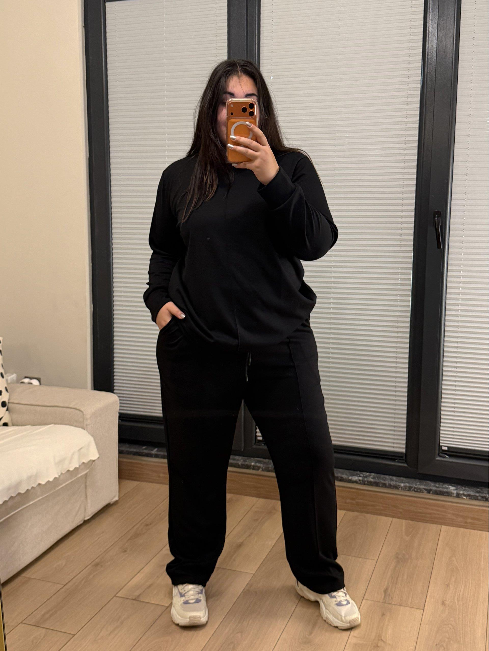 Premium Çıma Detaylı Modal Eşofman Takımı - Siyah