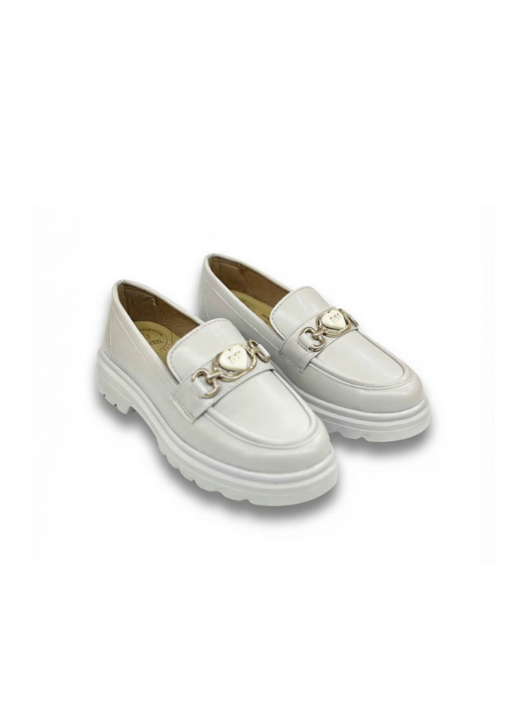 Luvesta Heart-Chic Kalın Tabanlı Bej Loafer