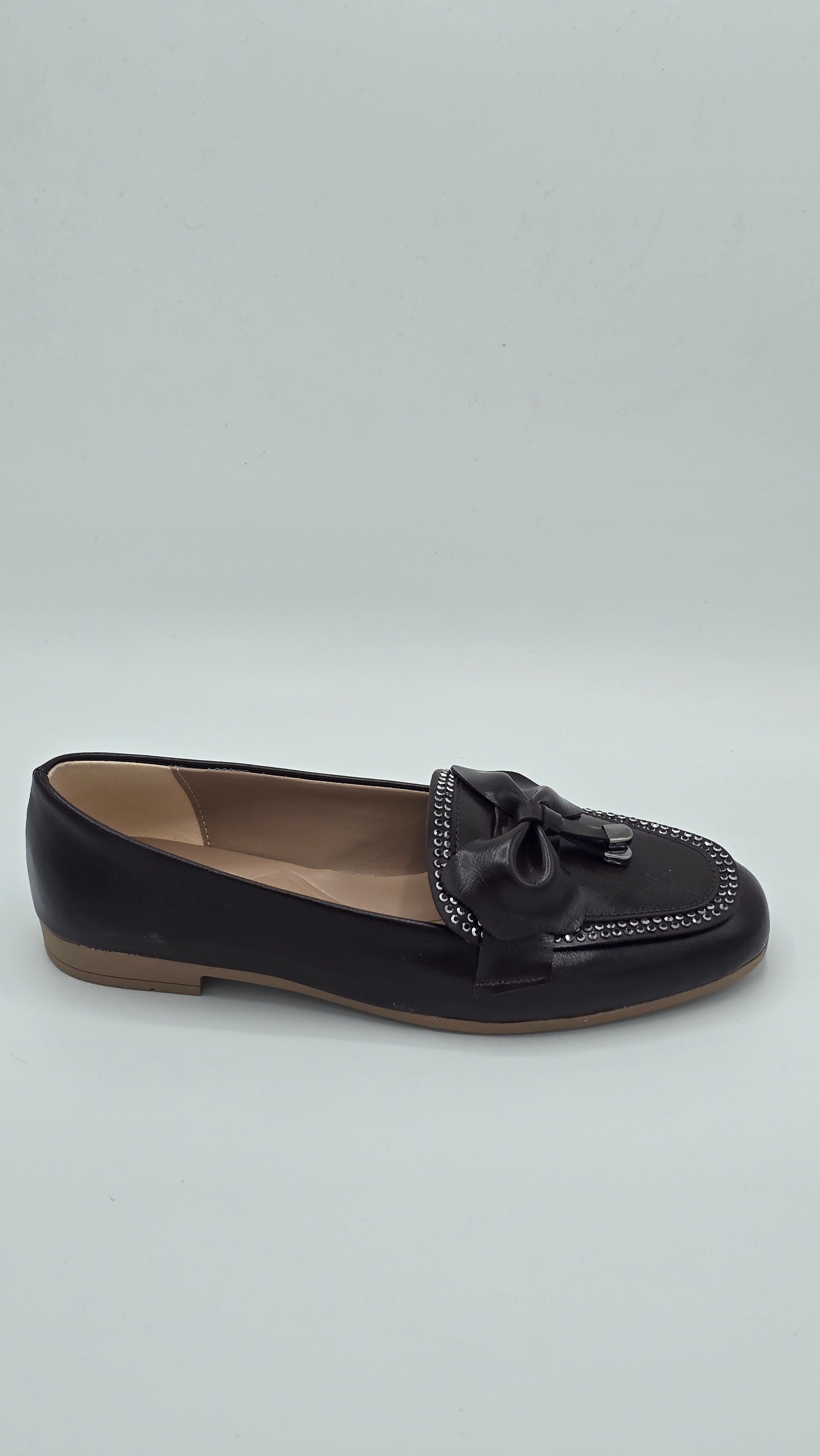Luvestashoes Acı Kahve Taş İşlemeli Fiyonk Detaylı Ortopedik Zarif Babet