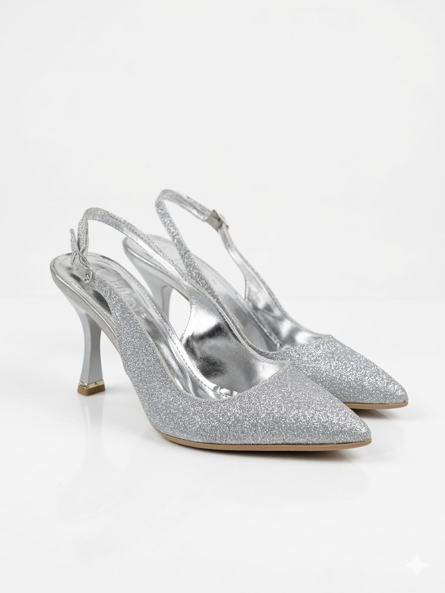 luvestashoes açık topuklu simli kadeh topuk stiletto gri
