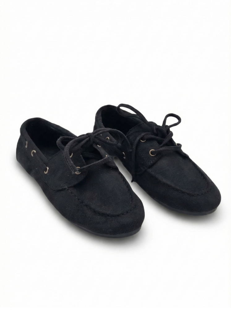 luvestashoes Bağcıklı süet babet siyah