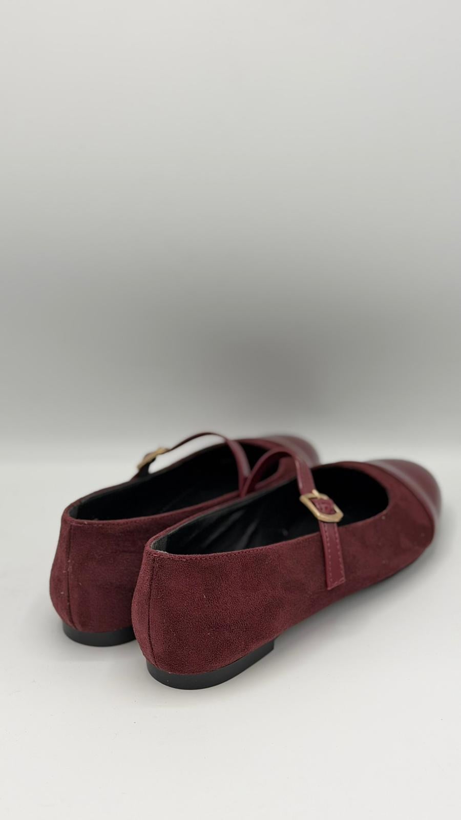 LUVESTASHOES BORDO BURUN RUGAN DETAYLI SÜET BABET