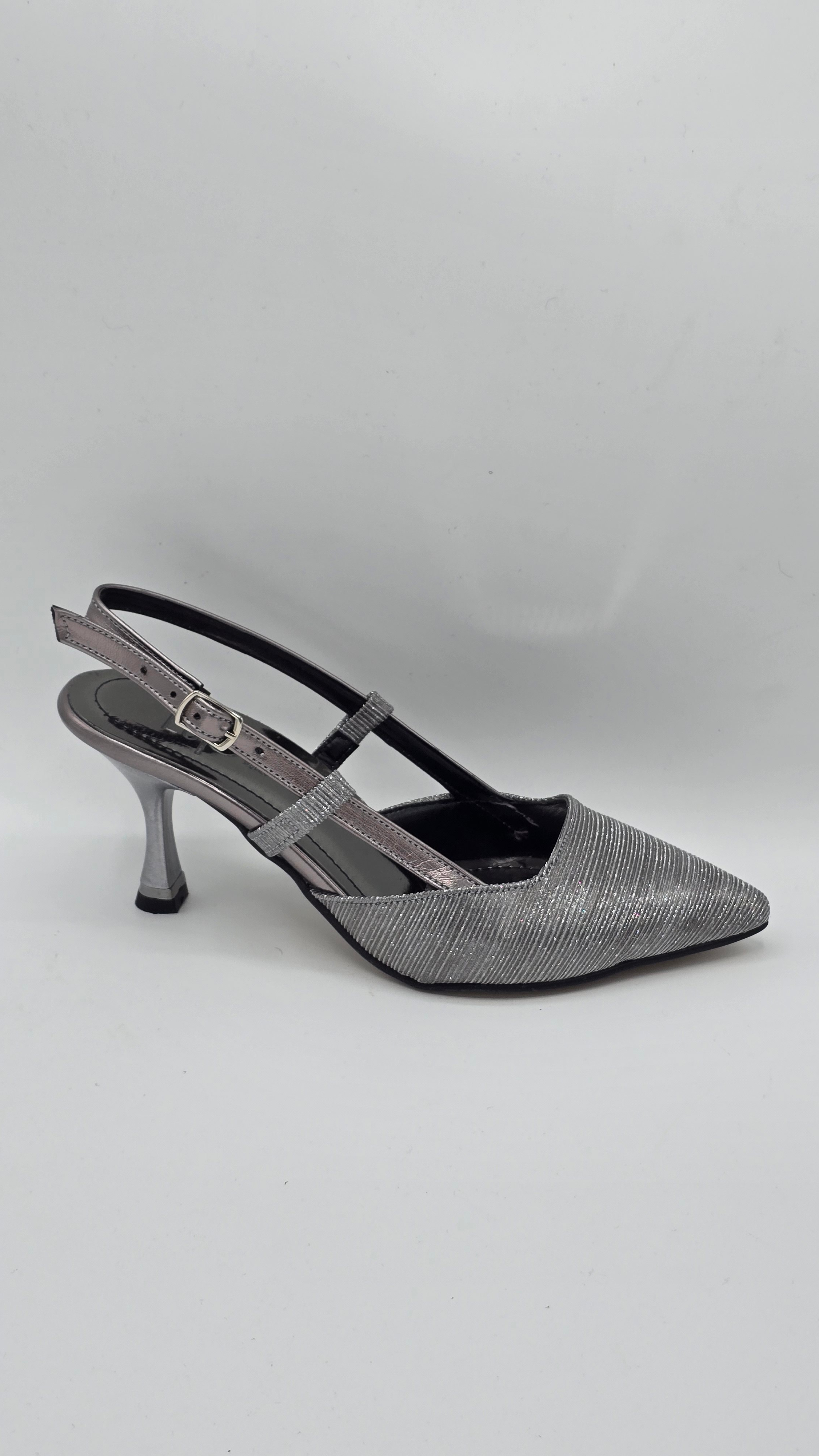Luvestashoes Işıltılı Füme Çift Paralel Bantlı Ortopedik Stiletto