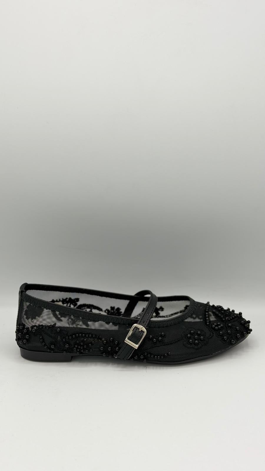 LUVESTASHOES İŞLEMELİ SİYAH BABET