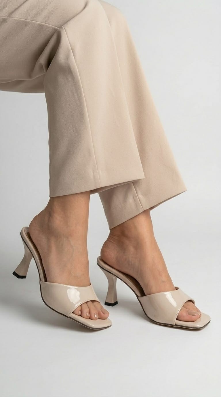 LUVESTASHOES KARE BURUNLU  TOPUKLU TERLİK  BEJ