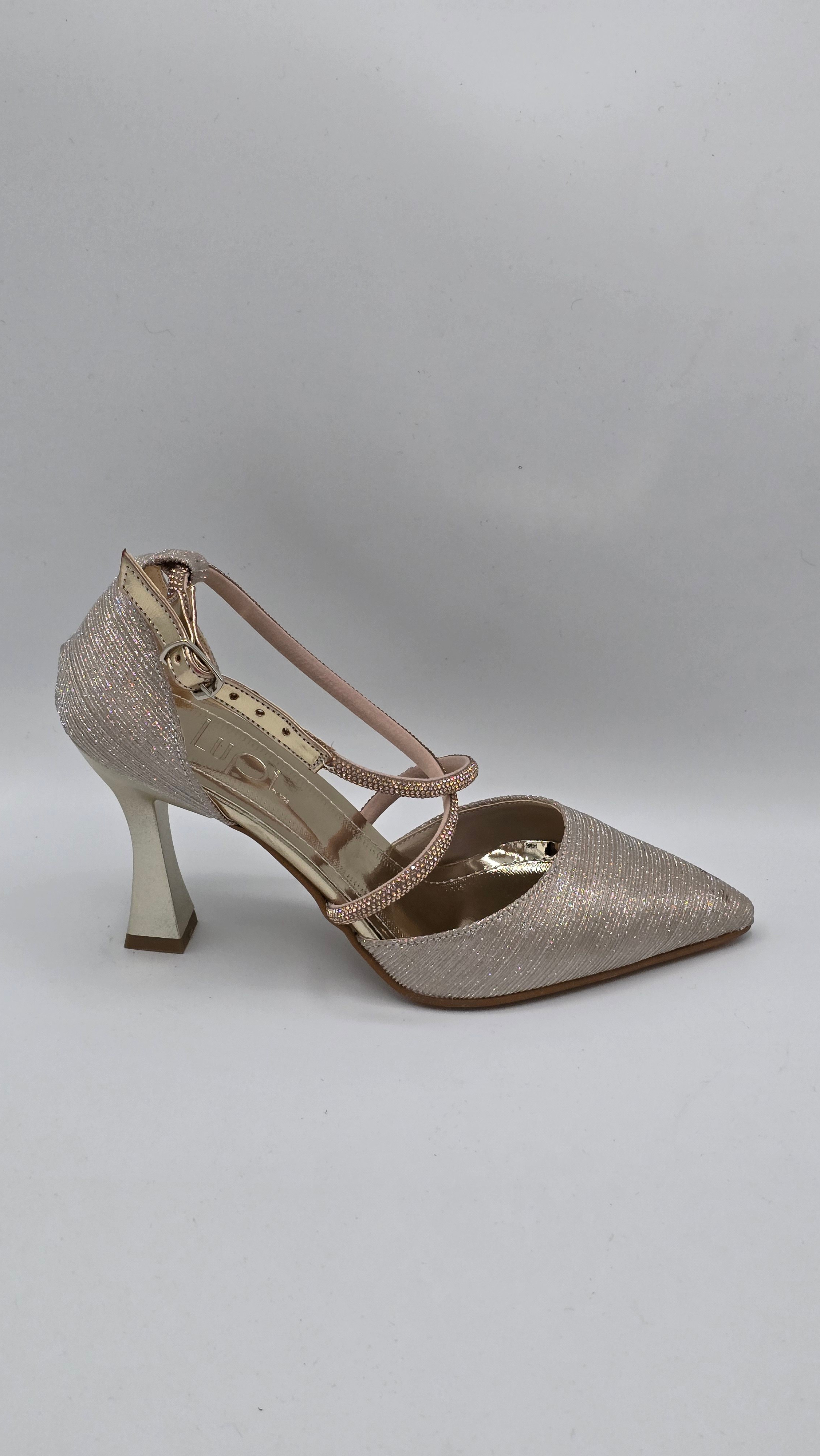 Luvestashoes Şampanya Taş Detaylı Topuk Gece Stiletto